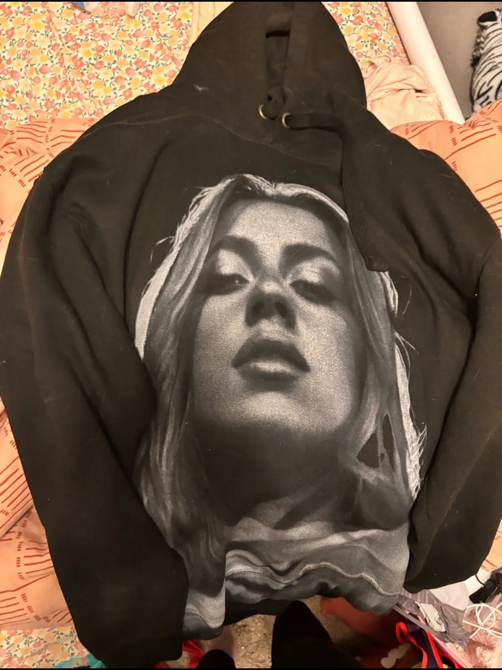 Tate McCrae Graphic Hoodie with Monochrome Portrait